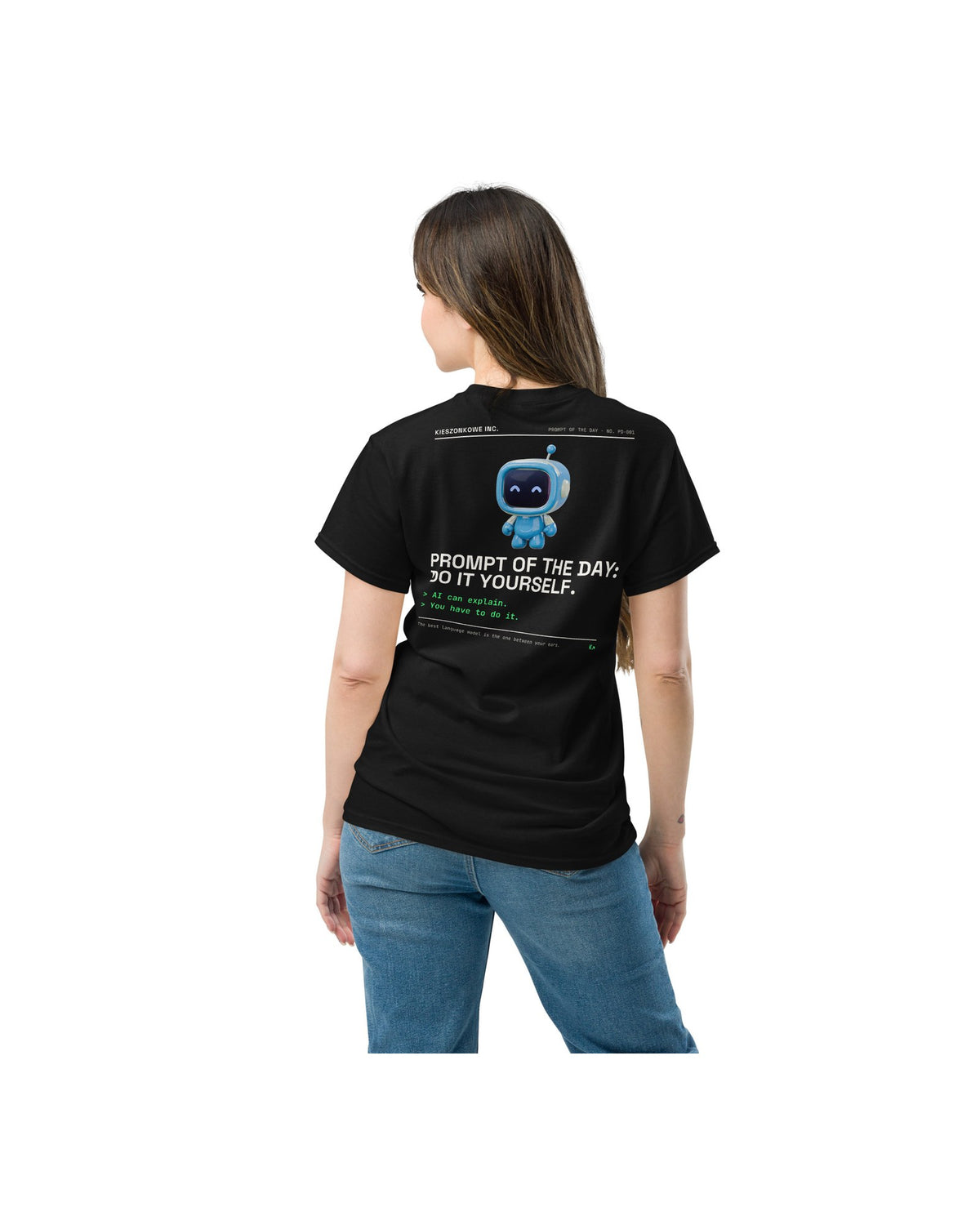 black T-shirt Prompt of the Day: Do It Yourself — worn by a model