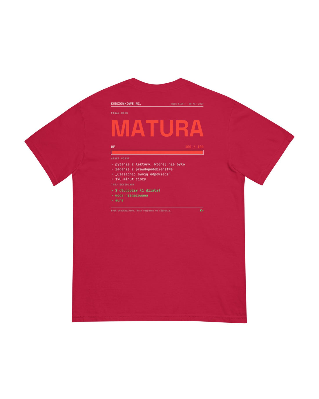 Prezent dla maturzysty — na studniówkę, przed maturą i po wynikach [matura-boss-fight · printful]