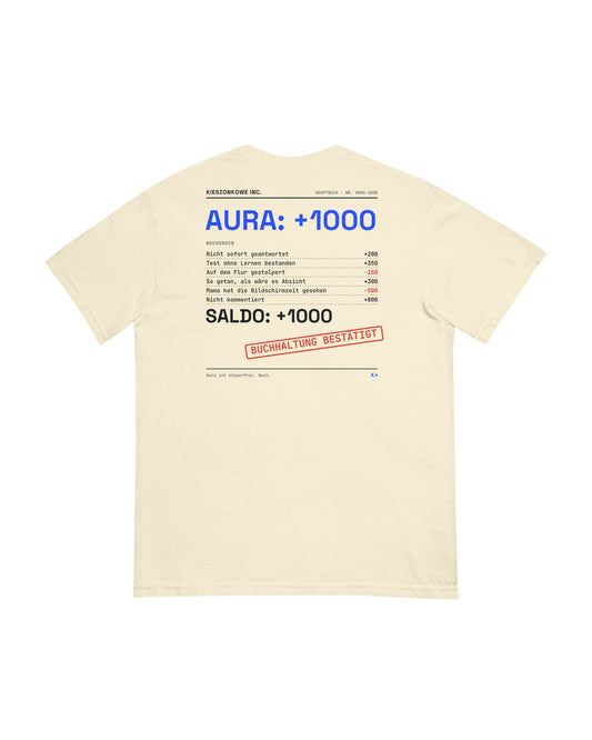T-Shirt Aura Ledger in creme — Rückenprint