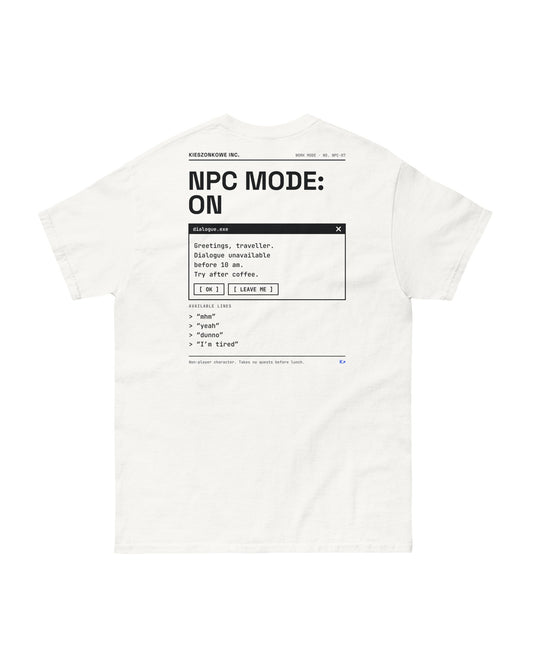 white T-shirt NPC Mode — back print