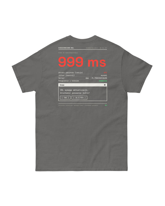 Grafitowa koszulka Ping 999 ms — nadruk na plecach