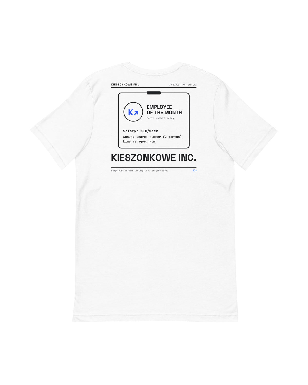 white T-shirt Employee of the Month — back print