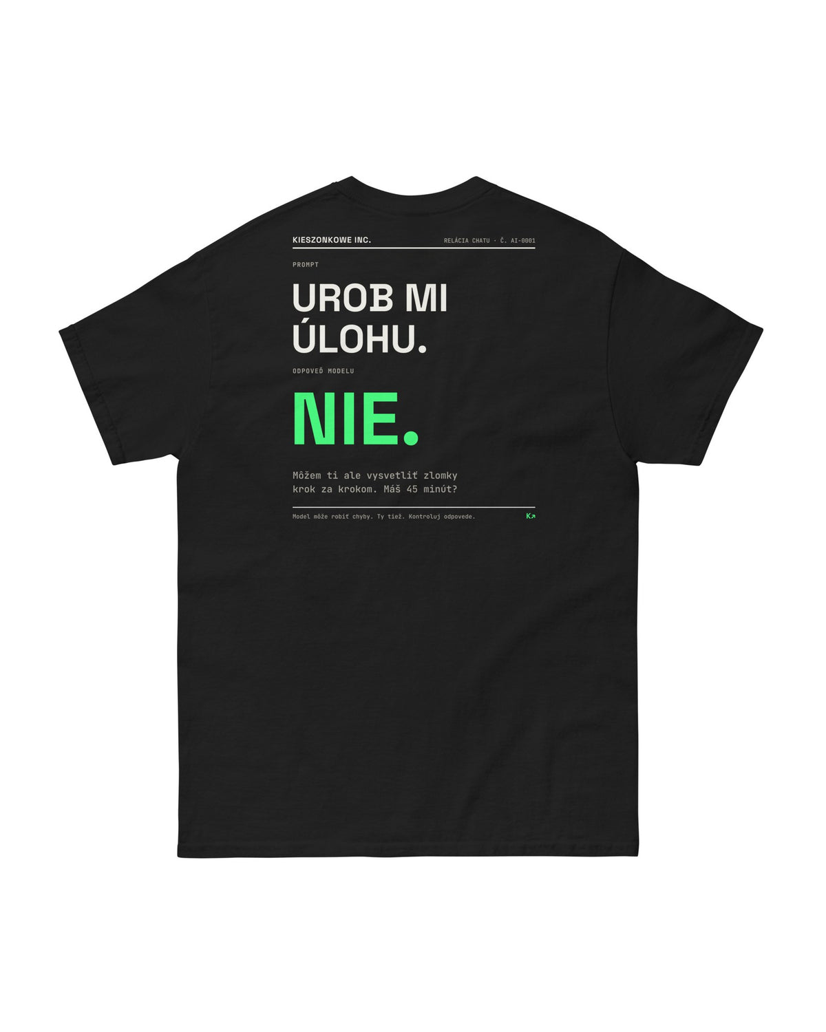 Tričko Prompt: Urob mi úlohu, čierna — potlač na chrbte