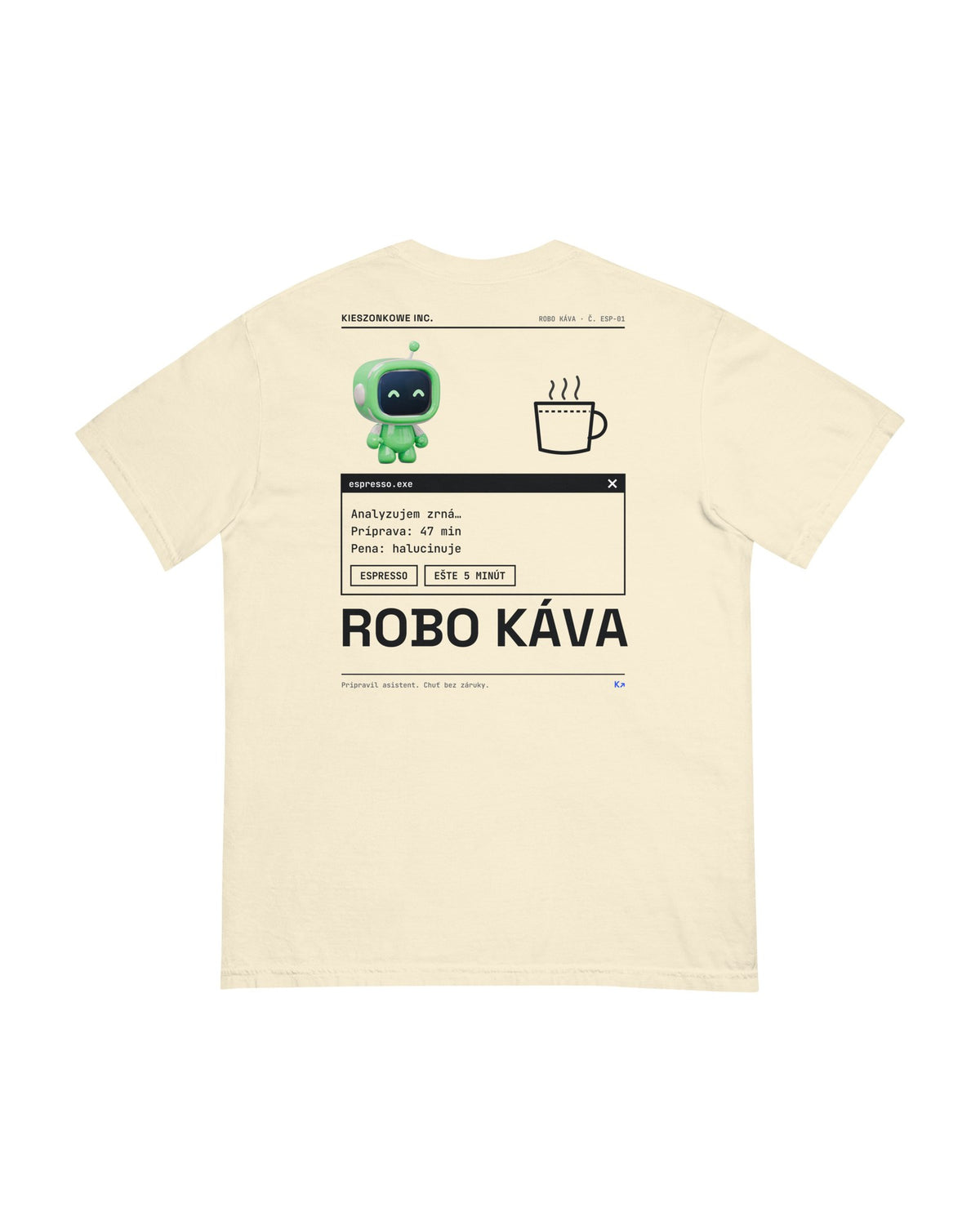 Tričko Robo káva, krémová — potlač na chrbte