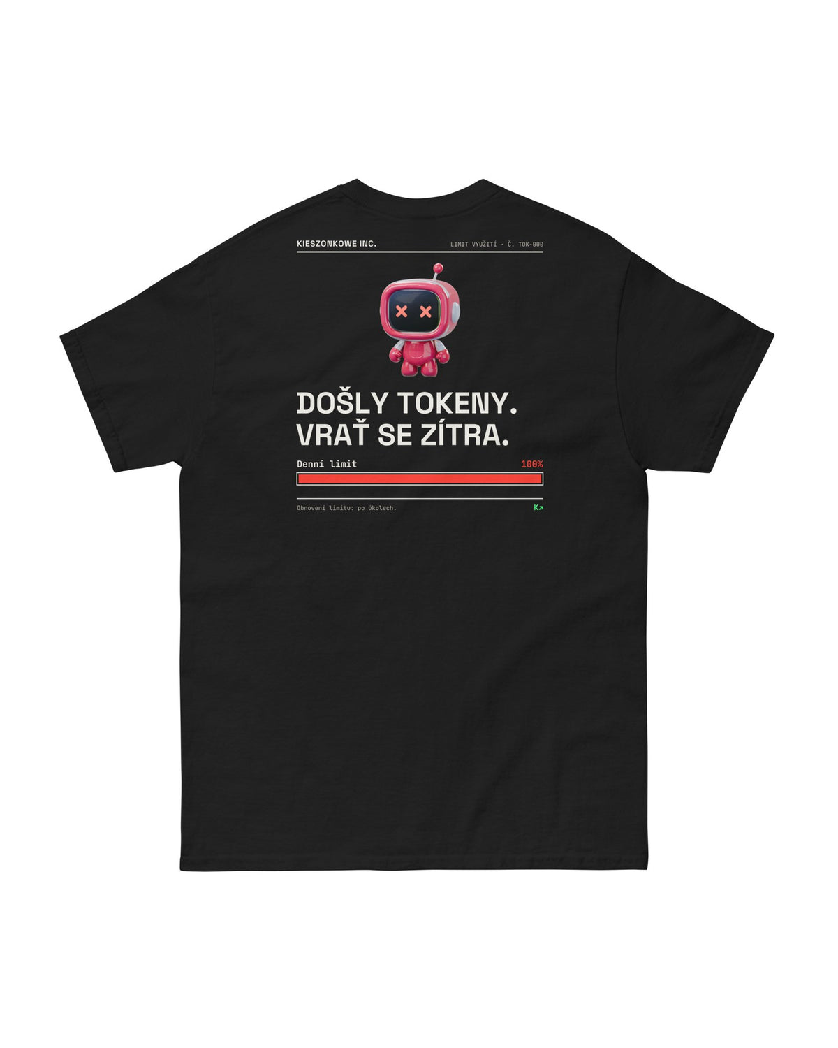 Tričko Došly tokeny, černá — potisk na zádech
