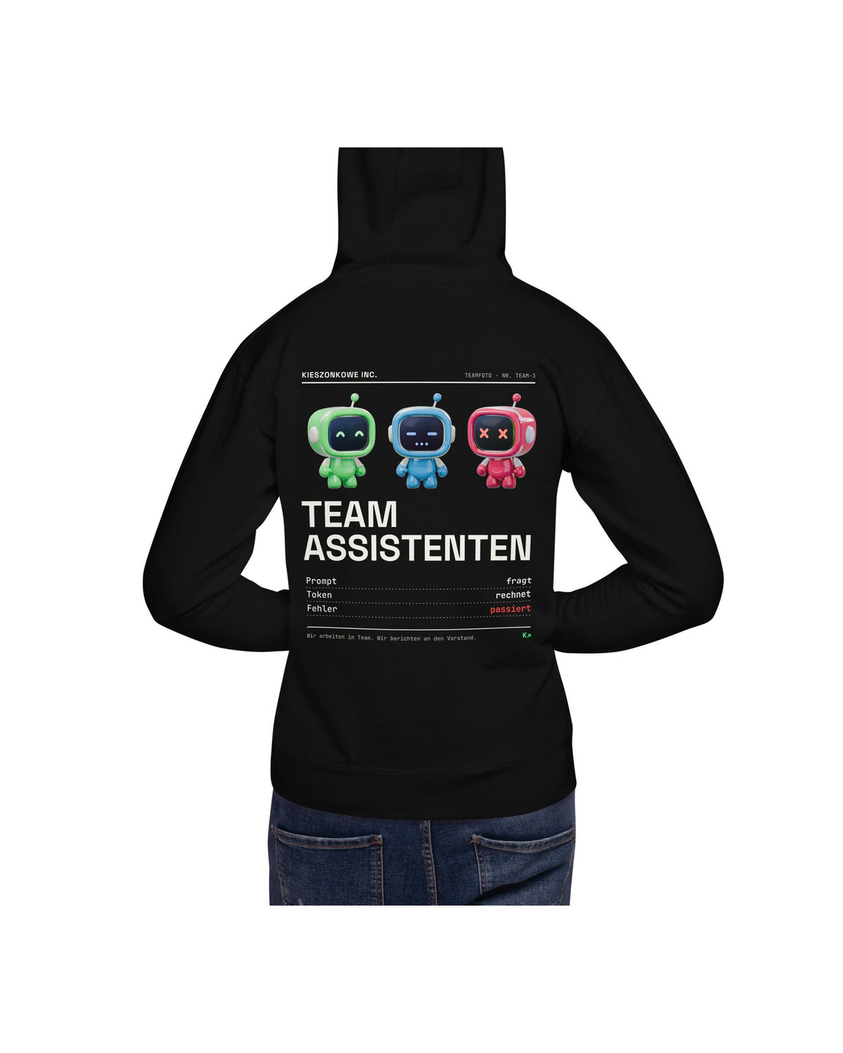 Hoodie Team der Assistenten in schwarz — am Model